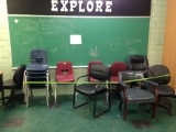 lot of chairs, chalkboard, Room 25