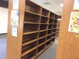 set of 4 double sided bookshelves, 6 shelves