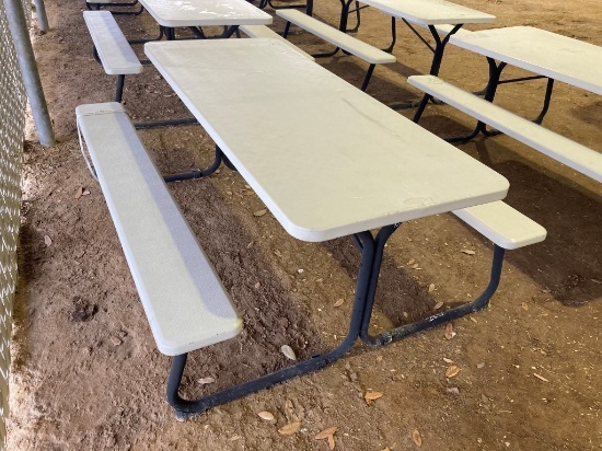Lot of 2 plastic picnic tables