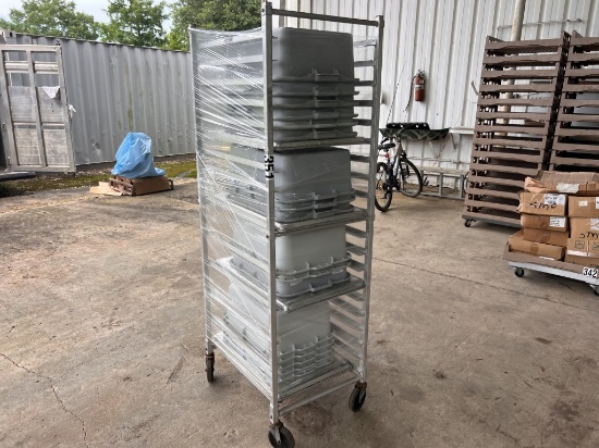In load bun pan rack with plastic bins