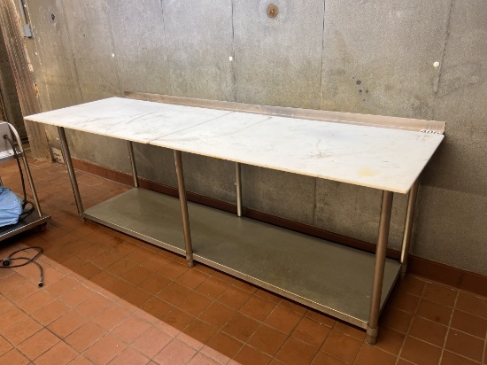 8' stainless prep table with bottom shelf