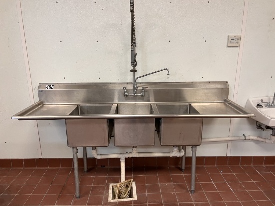 3 compartment stainless sink