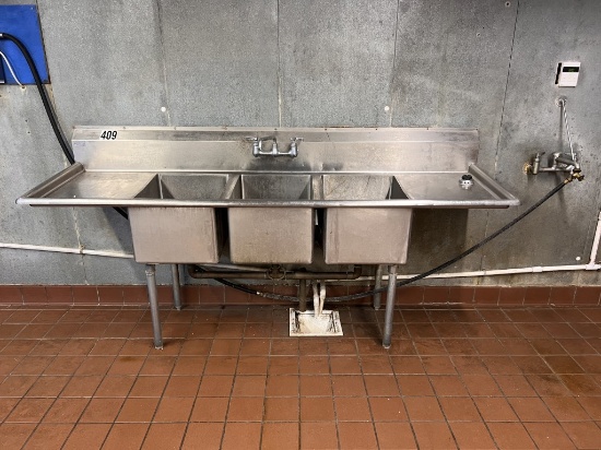 3 compartment stainless sink