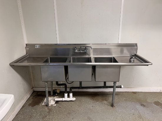 3 compartment stainless sink