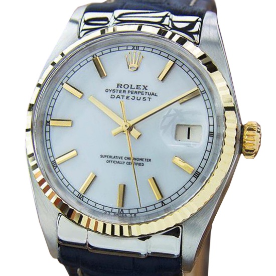 *Rolex 1601 Oyster Perpetual Mens 1965 Datejust Stainless And 18k Gold Watch