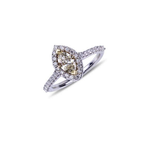 APP: 9.6k *14 kt. Two Tone Gold, 1.35CT Diamond Ring (NG R11164)