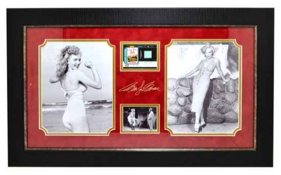 Very Rare Plate Signed Photo Of Marilyn Monroe With Authenic Original Swatch Of Clothing -PNR-