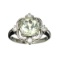 Fine Jewelry Designer Sebastian, 2.95CT Round Cut Green Quartz And White Topaz Sterling Silver Ring