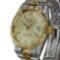 *Elgin Datequartz DeLuxe Swiss Made Mens Gold Plated Stainless Steel Watch