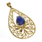 APP: 7.4k 14 kt Gold 9.90CT Pear Cut Cabochon Tanzanite Pendant