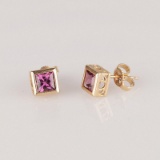 *Fine Jewelry 14 kt. Gold, New Custom Made, Rhodolite One Of a Kind Earrings (FJ. 248)