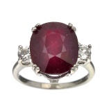 Rare Designer Sebastian Vintage, Ruby And White Topaz Sterling Silver Ring