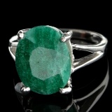 Fine Jewelry Designer Sebastian 5.50CT Oval Cut Green Beryl Emerald and Sterling Silver Ring