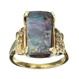 APP: 3.9k 14 kt. Gold, Boulder Opal And Diamond Ring