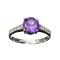 1.040CT Round Cut Purple Amethyst Quartz And Colorless Topaz Platinum Over Sterling Silver Ring