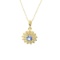 14KT Gold, 0.38CT Round Cut Tanzanite and 0.05CT Round Brilliant Cut Diamond Pendant with Gold Chain