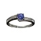0.50CT Round Cut Violet Blue Tanzanite And Colorless Topaz Platinum Over Sterling Silver Ring