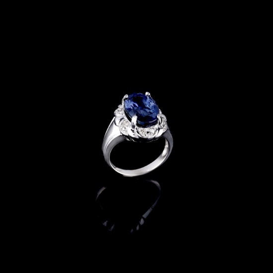 APP: 10.8k Fine Jewelry 14kt White Gold, 5.18CT Tanzanite And Diamond Ring