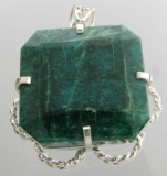 APP: 16.5k Fine Jewelry Designer Sebastian 379.05CT Square Cut Emerald and Sterling Silver Pendant