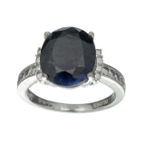 APP: 0.9k Fine Jewelry Designer Sebastian, 4.54CT Oval Cut Blue Sapphire And Sterling Silver Ring