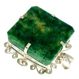 Designer Sebastian 342.94CT Square Emerald Cut Green Beryl and Sterling Silver Pendant