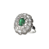 Fine Jewelry 1.00CT Green Beryl Emerald And Colorless Topaz Platinum Over Sterling Silver Ring