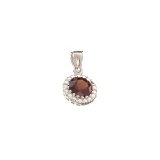 Fine Jewelry Designer Sebastian 1.90CT Round Cut Almandite Garnet and Sterling Silver Pendant