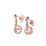 14KT Gold, 1.20CT Morganite, 0.06CT Pink Tourmaline and 0.07CT Round Brilliant Cut Diamond Earrings