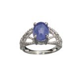 APP: 0.7k Fine Jewelry 2.90CT Oval Cut Cabochon Purple Tanzanite And Sterling Silver Ring