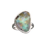 APP: 0.9k 6.93CT Free Form Green-Blue Boulder Brown Opal And Sterling Silver Ring