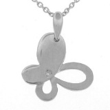 *Fine Jewelry, 18KT White Gold, 1 Diamond Butterfly 16'' Necklace