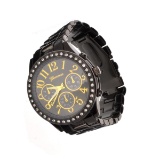 Geneva Stainless Steel Black Round Watch