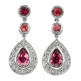 *Fine Jewelry, 14KT White Gold, 1.04CT Pink Tourmaline And Diamond Earrings