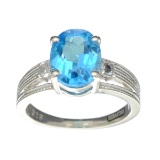 APP: 0.5k Fine Jewelry Designer Sebastian, 3.11CT Blue/White Topaz And Sterling Silver Ring