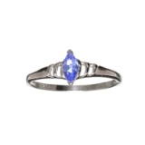 APP: 0.8k Fine Jewelry 0.35CT Marquise Cut Tanzanite And Platinum Over Sterling Silver Ring