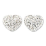 *Fine Jewelry, 14KT White Gold, 0.99CT Diamond Heart Earrings