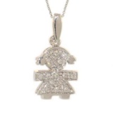 *Fine Jewelry, 18KT White Gold, 0.09CT Diamond Baby Girl 16'' Necklace