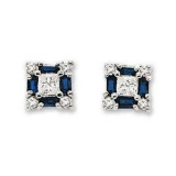 *Fine Jewelry, 14KT White Gold, 0.48CT Blue Sapphire And 0.40CT Diamond Earrings