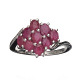 APP: 1.2k 1.89CT Oval Cut Ruby And Platinum Over Sterling Silver Ring