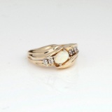 *Fine Jewelry 14 kt. Gold, New Custom Made 0.55CT Opal And 0.10CT Diamond One Of a Kind Ring