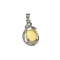 Fine Jewelry 1.50CT Multi-Color Jelly Opal Cabochon And White Sapphire Sterling Silver Pendant