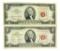 (2) 1963 $2 U.S. Red Seal Notes