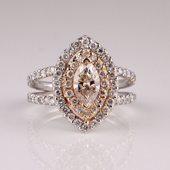 APP: 19.5k *14 kt. White/Rose Gold, 1.75CT Diamond Ring