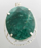 APP: 13.2k Fine Jewelry Designer Sebastian 307.89CT Oval Cut Emerald and Sterling Silver Pendant