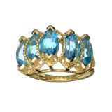 APP: 1.4k Fine Jewelry 14kt Gold 2.67CT Marquise Cut Blue Topaz Ring