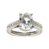 APP: 1.2k Fine Jewelry Designer Sebastian, 2.20CT Aquamarine And White Topaz Sterling Silver Ring