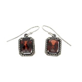 Rare Designer Sebastian Vintage, Garnet And Sterling Silver Earrings