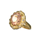 APP: 7.1k Fine Jewelry 14kt. Gold, 4.40CT Champagne Beryl Morganite And Diamond Ring