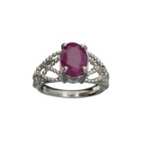 APP: 0.6k Fine Jewelry 2.50CT Oval Cut Ruby And Sterling Silver Ring