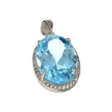 APP: 1.1k 14.30CT Blue Topaz And White Sapphire Sterling Silver Pendant